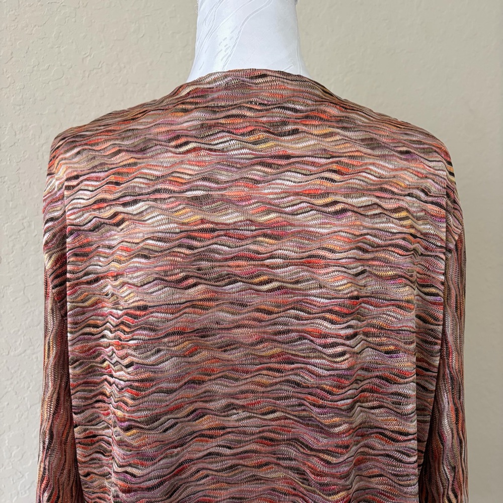 Chico’s Multicolor Zigzag Space Dye Tie Front Cardigan‎ Size 3 XL - Picture 6 of 7